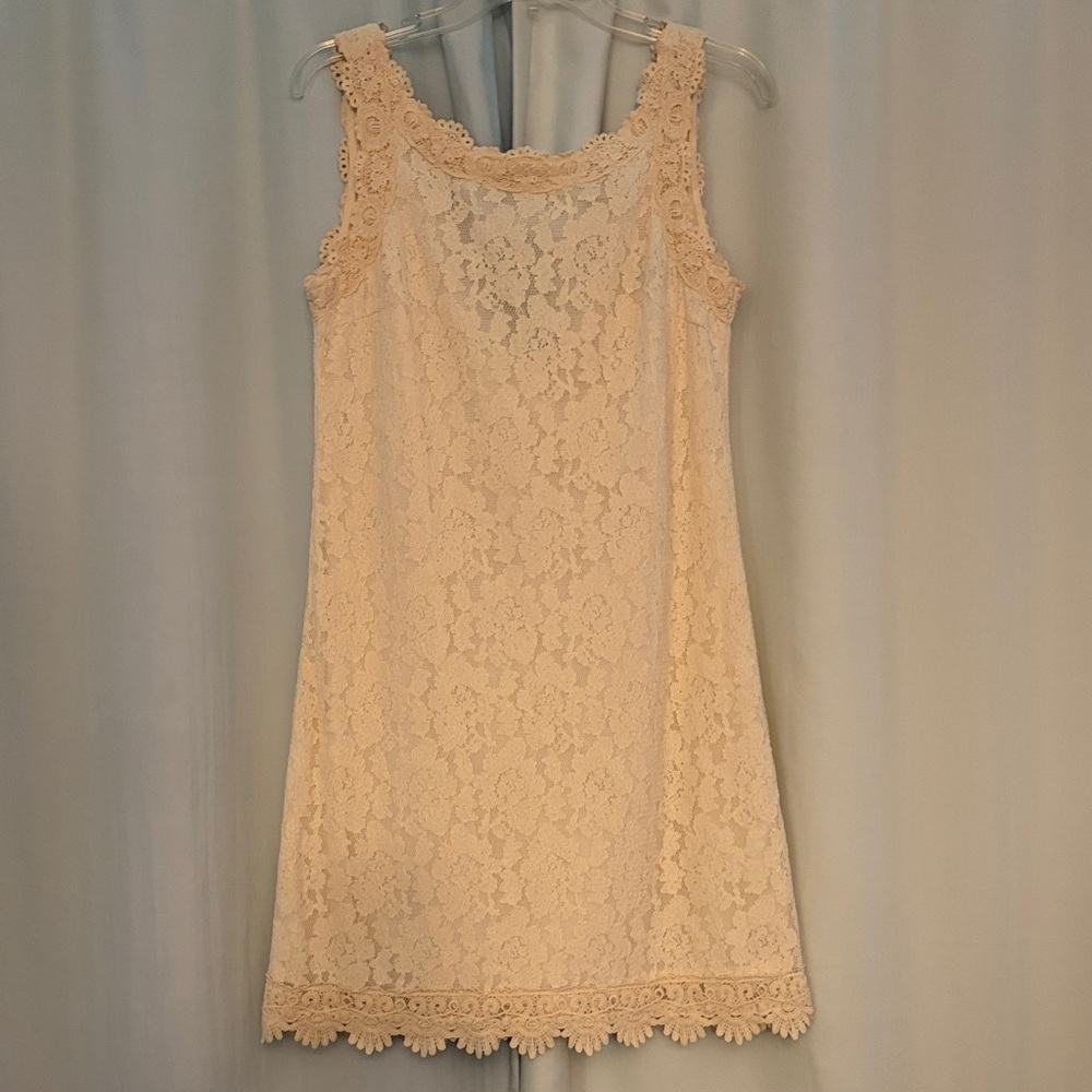 Zara Basics Women’s Cream Floral Lace Sleeveless Dress, size M